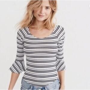 Abercrombie Striped Bodysuit Angel Sleeve Boho Small